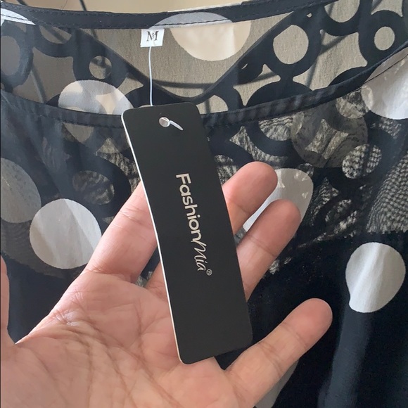 BNWT FashionMia floor length Med polka dot dress - Picture 3 of 4